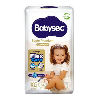PAÑALES DE BEBE  BABYSEC SUPER PREMIUM CUIDADO TOTAL 54 UN XG - 2