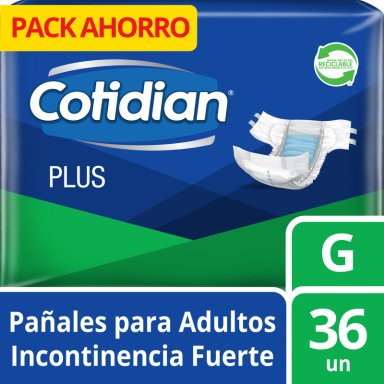 PAÑAL DE ADULTO COTIDIAN PLUS INCONTINENCIA FUERTE 36 UN G - 1