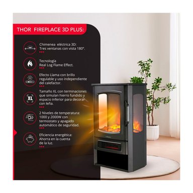CHIMENEA ELECTRICA THORBEN FIREPLACE 3D PLUS 2000W - 2