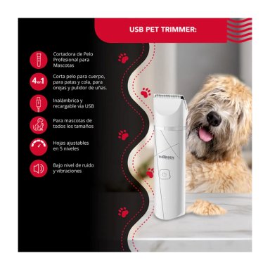 CORTAPELO MASCOTA THORBEN CORDLESS USB PET TRIMMER 4 EN 1 - 2
