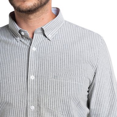 CAMISA OXFORD LISTADA BERGEN | VERDE MUSGO - 3