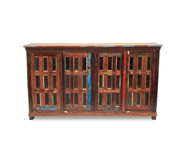BUFFET MEYA MUEBLES MADERA CAFÉ BENGALA RECICLADA Y VIDRIO 105X180X40 - 1