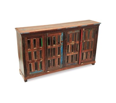 BUFFET MEYA MUEBLES MADERA CAFÉ BENGALA RECICLADA Y VIDRIO 105X180X40 - 4