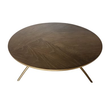 MESA CENTRO MEYA MUEBLES PARDA REDONDA MADERA ENCINA - 1