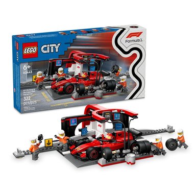 LEGO CITY PARADA EN BOXES DE F1 Y EQUIPO DE MECÁNICOS CON AUTO FERRARI- 60443 - 1