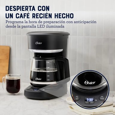OSTER CAFETERA  PROGRAMABLE CAPACIDAD 12 TAZAS BVSTDCP121B CON FILTRO REUTILIZABLE - 5
