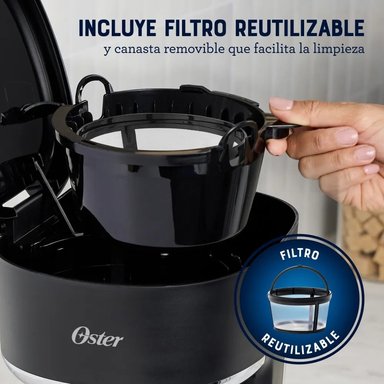 OSTER CAFETERA  PROGRAMABLE CAPACIDAD 12 TAZAS BVSTDCP121B CON FILTRO REUTILIZABLE - 7