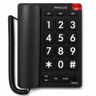 TELEFONO DE RED FIJA PHILCO ADULTO MAYOR CON NÚMEROS GRANDES 170BK - 1