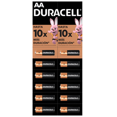 PACK 12 PILAS DURACELL AA ALCALINA 1.5 V DE LARGA DURACION - 8
