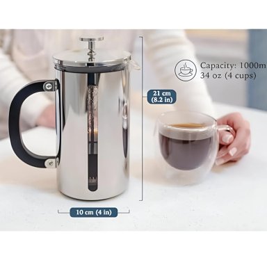 CAFETERA FRANCESA PREMIUM DE ACERO INOXIDABLE CUISCENT 1LT - 7
