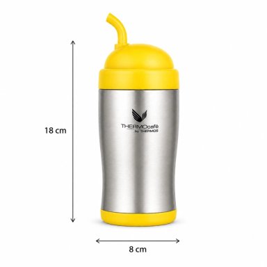 VASO TE RMICO MUG MATERO INOXIDABLE THERMOS AMARILLO 400ML - 4