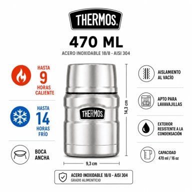 TERMO DE COMIDA PREMIUM INOX THERMOS KING  470ML NEGRO - 8