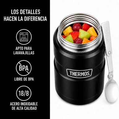 TERMO DE COMIDA PREMIUM INOX THERMOS KING  470ML NEGRO - 9
