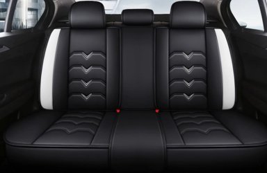 FUNDAS CUBRE ASIENTO AUTO PREMIUM LUXURY NEGRO BLANCO - 3