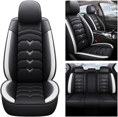 FUNDAS CUBRE ASIENTO AUTO PREMIUM LUXURY NEGRO BLANCO - 4