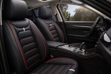 FUNDAS CUBRE ASIENTO AUTO PREMIUM LUXURY NEGRO LINEAS ROJAS - 3