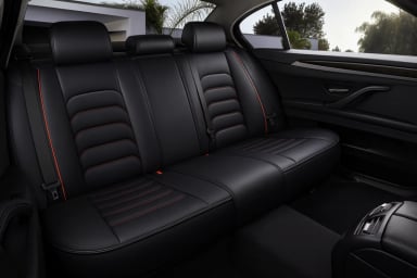 FUNDAS CUBRE ASIENTO AUTO PREMIUM LUXURY NEGRO LINEAS ROJAS - 4