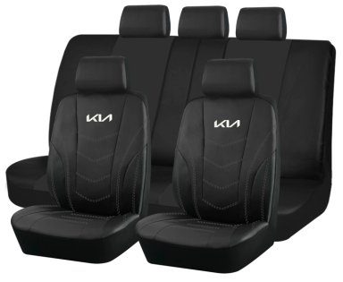 FUNDAS ASIENTO KIA ECO CUERO NEGRO – 9 PIEZAS BORDADAS - 1