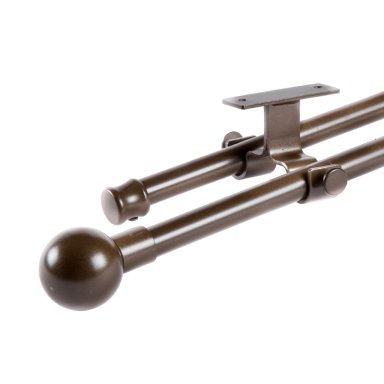 SET BARRAS PARA CORTINA DOBLE 16/19 MM EXTENSIBLE 170-320 CM A TECHO CAFE  BOLA - 1