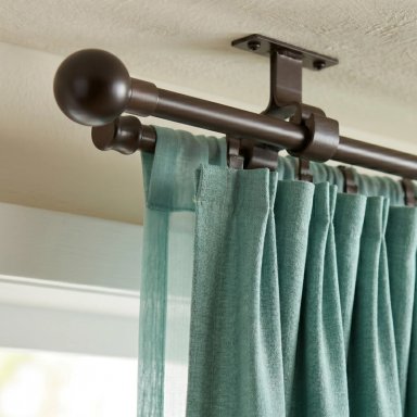 SET BARRAS PARA CORTINA DOBLE 16/19 MM EXTENSIBLE 170-320 CM A TECHO CAFE  BOLA - 2