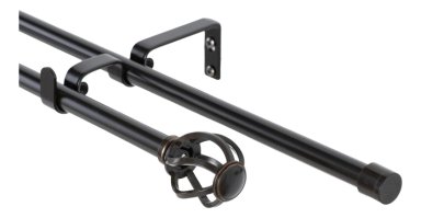 SET BARRAS PARA CORTINA DOBLE 13/16 MM EXTENSIBLE 70-120 CM NEGRO ORB NIDO - 1