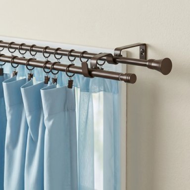 SET BARRAS PARA CORTINA DOBLE 16/19 MM EXTENSIBLE 170-320 CM A MURO CAFE  BOLA - 2