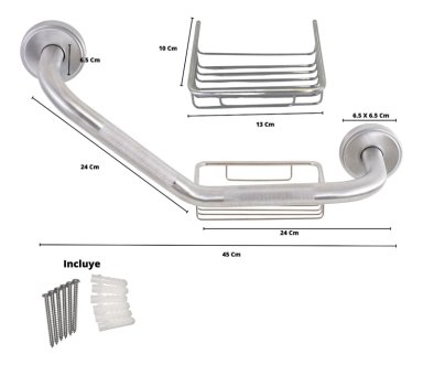 BARRA METALHSA SEGURIDAD INOXIDABLE CON TAPA Y JABONERA 40 CM - 7