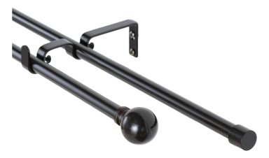 SET BARRAS PARA CORTINA DOBLE 13/16 MM EXTENSIBLE 120-200 CM NEGRO ORB BOLA - 1