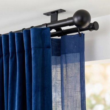 SET BARRAS PARA CORTINA DOBLE 16/19 MM EXTENSIBLE 120-210 CM A TECHO NEGRO BOLA - 2
