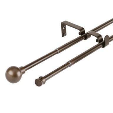 SET BARRAS PARA CORTINA DOBLE 16/19 MM EXTENSIBLE 120-210 CM A MURO CAFE  BOLA - 1