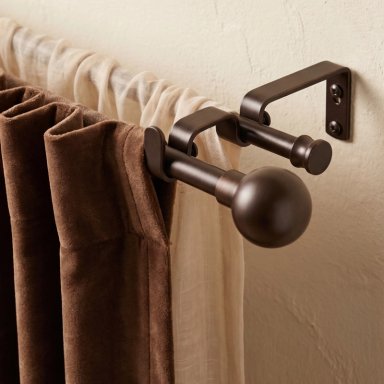 SET BARRAS PARA CORTINA DOBLE 16/19 MM EXTENSIBLE 120-210 CM A MURO CAFE  BOLA - 2