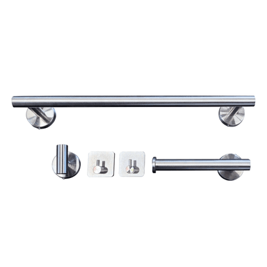 SET DE BAÑO INOXIDABLE PLATEADO 5 PIEZAS - 1