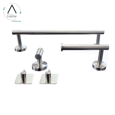 SET DE BAÑO INOXIDABLE PLATEADO 5 PIEZAS - 2