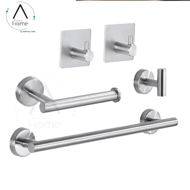 SET DE BAÑO INOXIDABLE PLATEADO 5 PIEZAS - 3