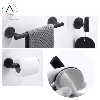 SET DE BAÑO INOXIDABLE NEGRO 5 PIEZAS - 5