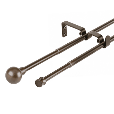 SET BARRAS PARA CORTINA DOBLE 16/19 MM EXTENSIBLE 75-110 CM A MURO CAFE  BOLA - 1