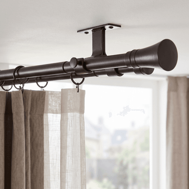 SET BARRAS PARA CORTINA DOBLE 16/19 MM EXTENSIBLE 75-110 CM A TECHO CAFE  CONICO - 2