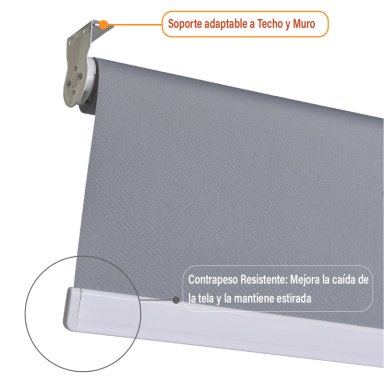 CORTINA ROLLER BLACKOUT 220 X 165 CM COLOR GRIS MARCA SUNFREE - 5