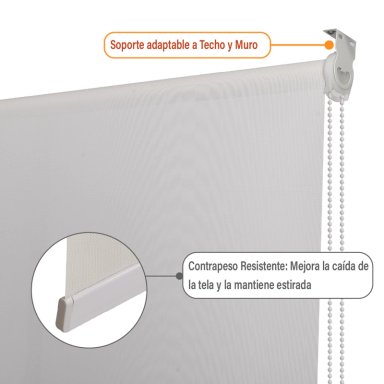 CORTINA ROLLER SUNSCREEN 150 X 165 CM COLOR BLANCO MARCA SUNFREE - 2