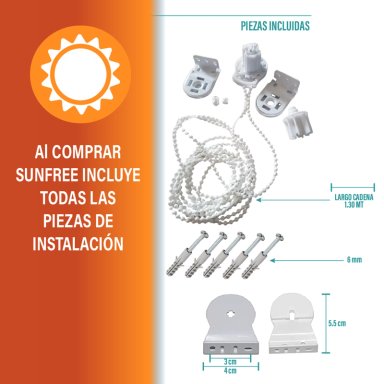 CORTINA ROLLER SUNSCREEN 150 X 165 CM COLOR BLANCO MARCA SUNFREE - 7