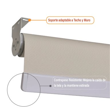 CORTINA ROLLER BLACKOUT 200 X 165 CM COLOR BEIGE MARCA SUNFREE - 5