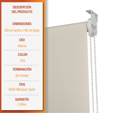 CORTINA ROLLER BLACKOUT 220 X 165 CM COLOR BEIGE MARCA SUNFREE - 9