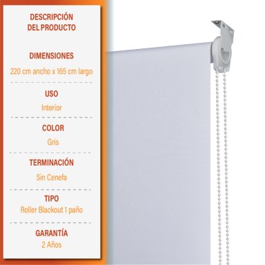 CORTINA ROLLER BLACKOUT 220 X 165 CM COLOR BLANCO MARCA SUNFREE - 9