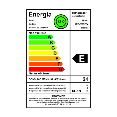 REFRIGERADOR BOTTOM FREEZER FRIO DIRECTO 240 LTS LRB-260DFIW - 6