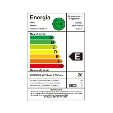 REFRIGERADOR BOTTOM FREEZER FRIO DIRECTO 157 LTS LRB-180DFN - 6