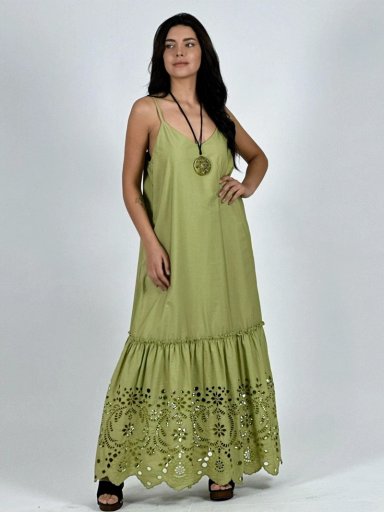 VESTIDO GABARDINA DE TIRANTES BRODERI - 1