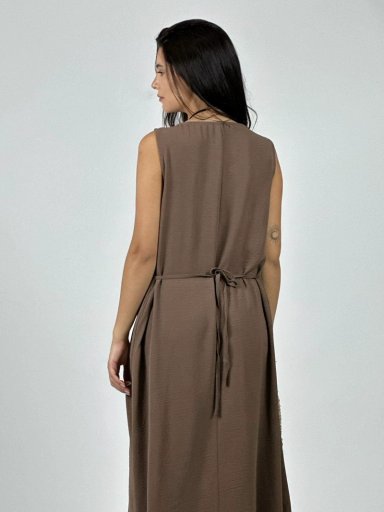 VESTIDO CREPE   ESTRELLA BRILLANTE BEIGE - 3