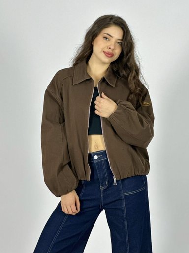 CHAQUETA BOMBER DE MEZCLILLA CELESTE - 1