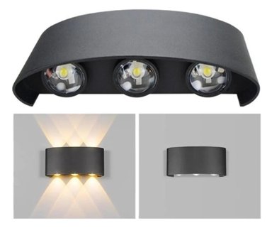 APLIQUE PARED EXTERIOR 6W 3000K LISO LUZ CALIDA DECORACION HOGAR - 1