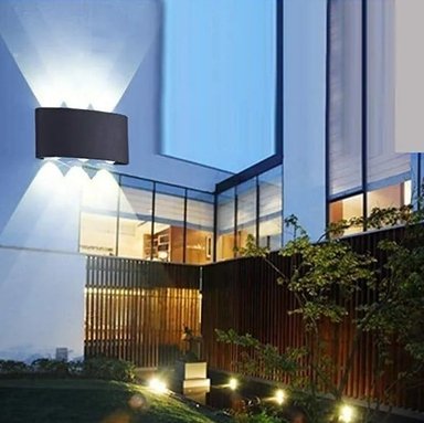 APLIQUE PARED EXTERIOR 6W 3000K LISO LUZ CALIDA DECORACION HOGAR - 4